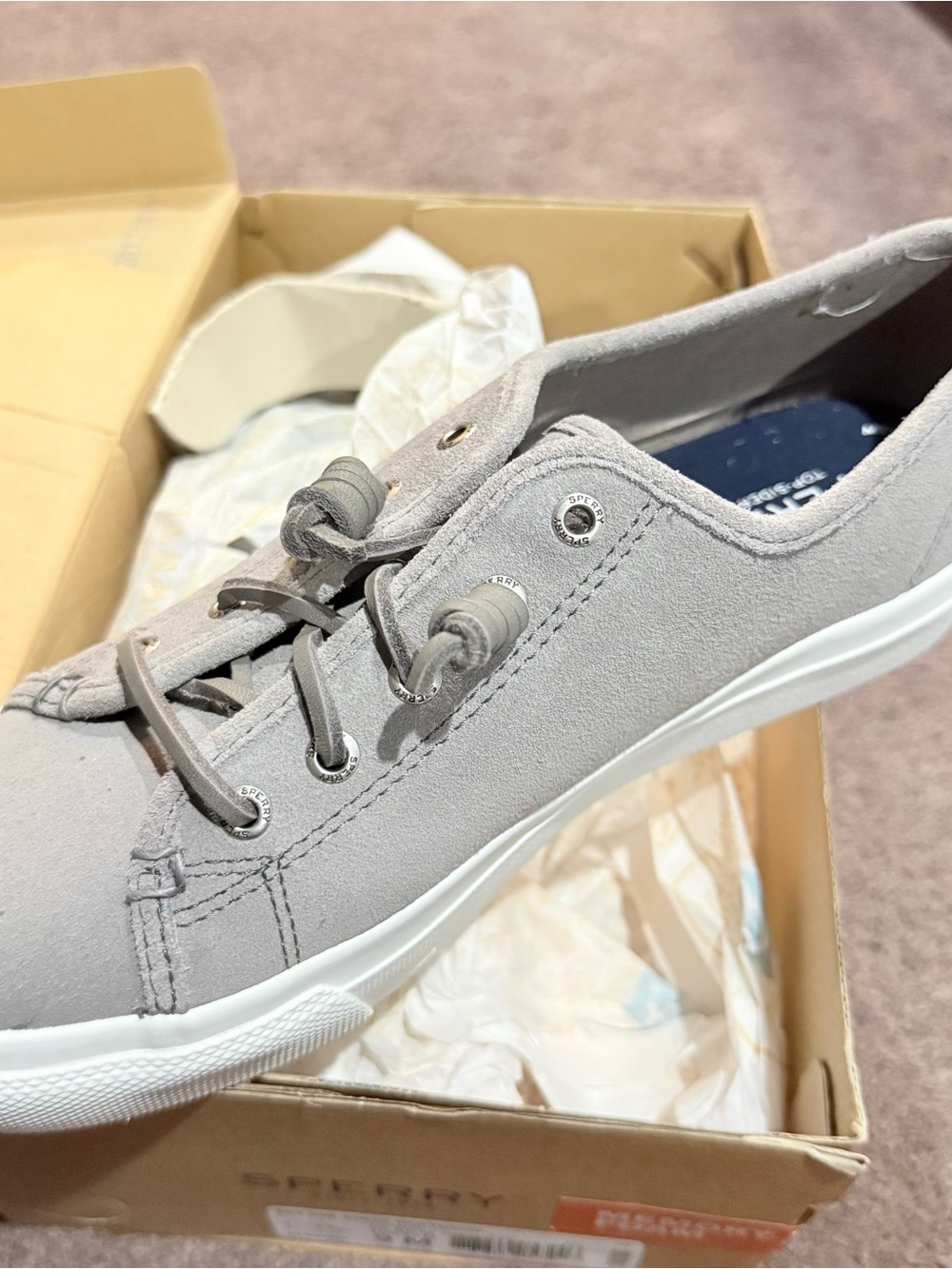 Sperry Women's Light Gray Suede Lace-Up Sneaker - NWT - never worn.